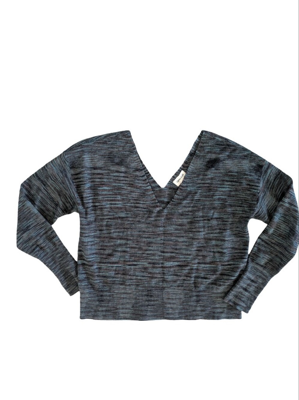 Open Edit Double V Neck Long Sleeve Sweater 1X Academia Fall Viscose